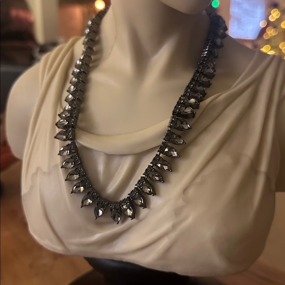 LOGO Lori Goldstein  gunmetal smoky grey crystal 20”Necklace with extender - Picture 9 of 11
